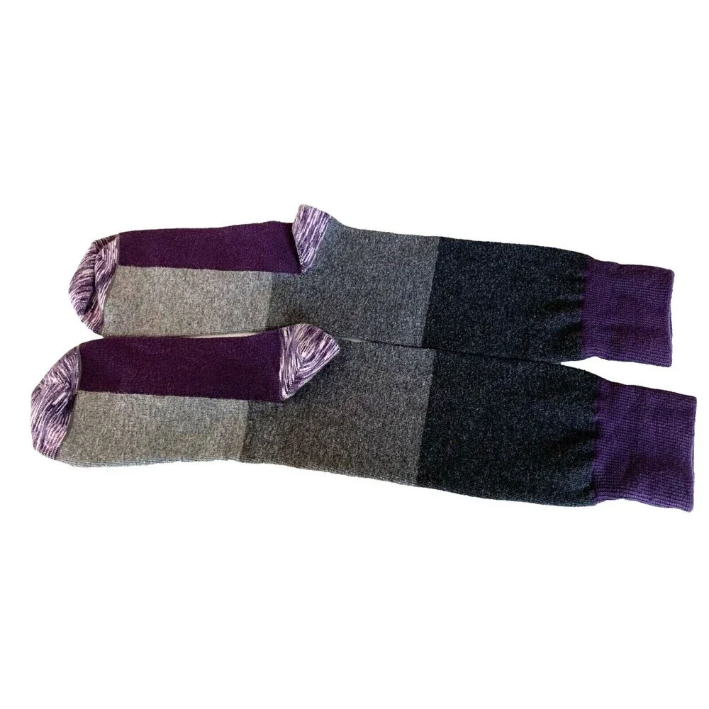 Color Block Crazy Socks Unisex Large Purples Grays BoHo Hippie